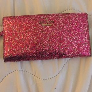 Kate spade pink glitter wallet